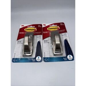 Command Large Modern Reflections Hook Brushed Nickel 5 lb Lot of 2 Adhesive Hook